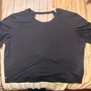 Fabletics Black open back Crop Top size xl